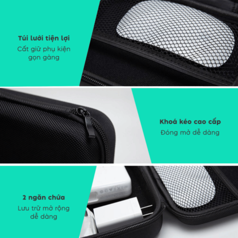 Hộp Đựng Củ, Cáp Sạc, Phụ Kiện MacBook Lucas Đen