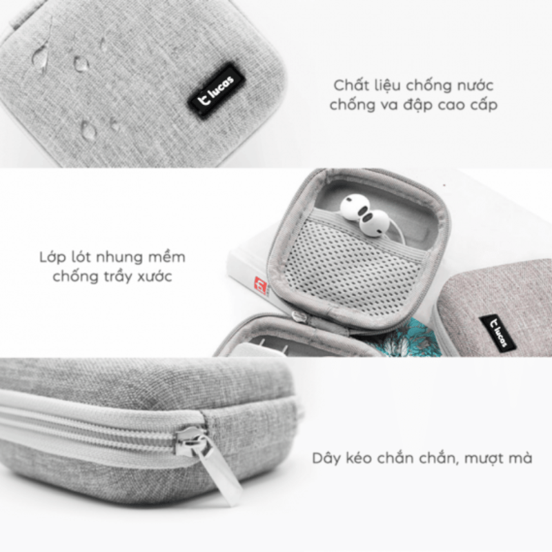 Hộp Đựng Củ, Cáp Sạc MacBook Lucas Xám
