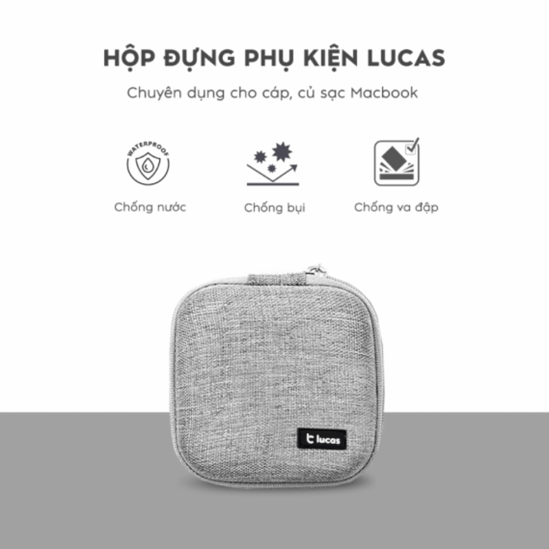 Hộp Đựng Củ, Cáp Sạc MacBook Lucas Xám