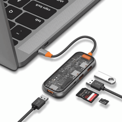 Hub USB-C 5in1 Trong Suốt WIWU Cyber CB005