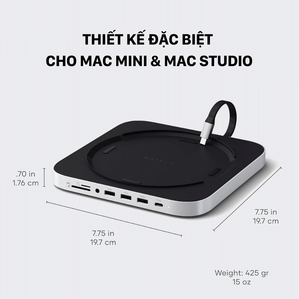 Đế Kiêm Hub Chuyển Đổi Satechi Cho Mac Mini/Studio với Box NVME SSD – ST-GMMSHS