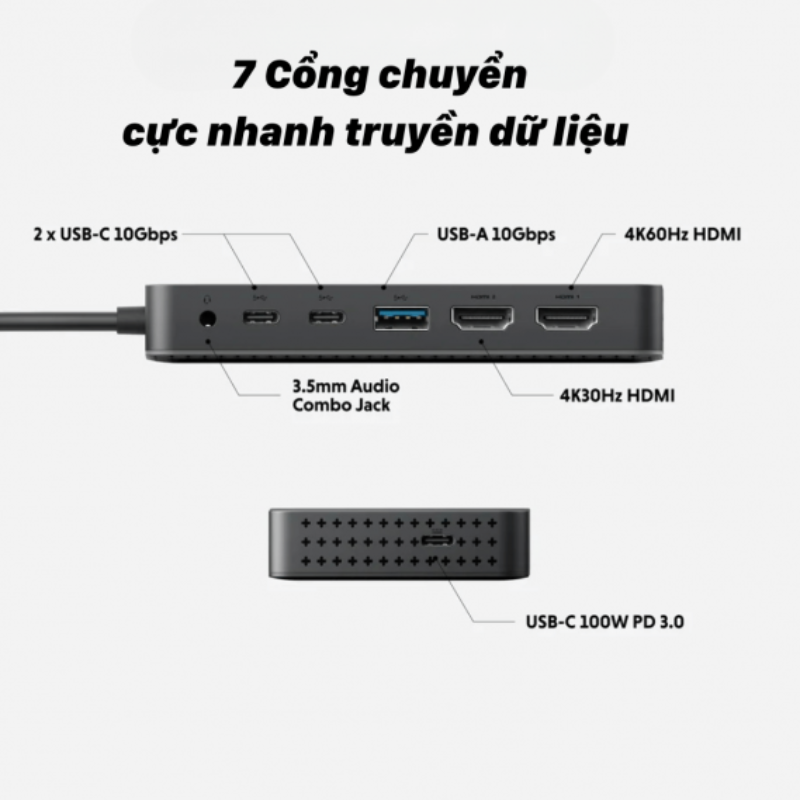 Hub/ Cổng Chuyển USB-C HyperDrive Next Dual 4K HDMI 7 Port Xuất 2 Màn Hình Độc Lập Cho MacBook M1/M2/M3 – HD7002GL