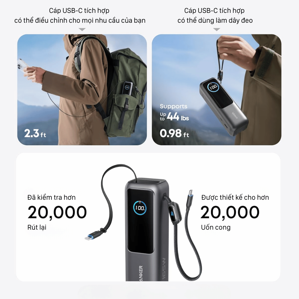 Sạc Dự Phòng Anker Zolo 25000mAh 165W A1695