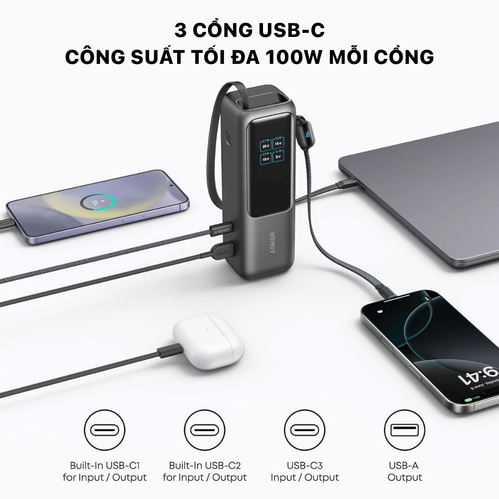 Sạc Dự Phòng Anker Zolo 25000mAh 165W A1695