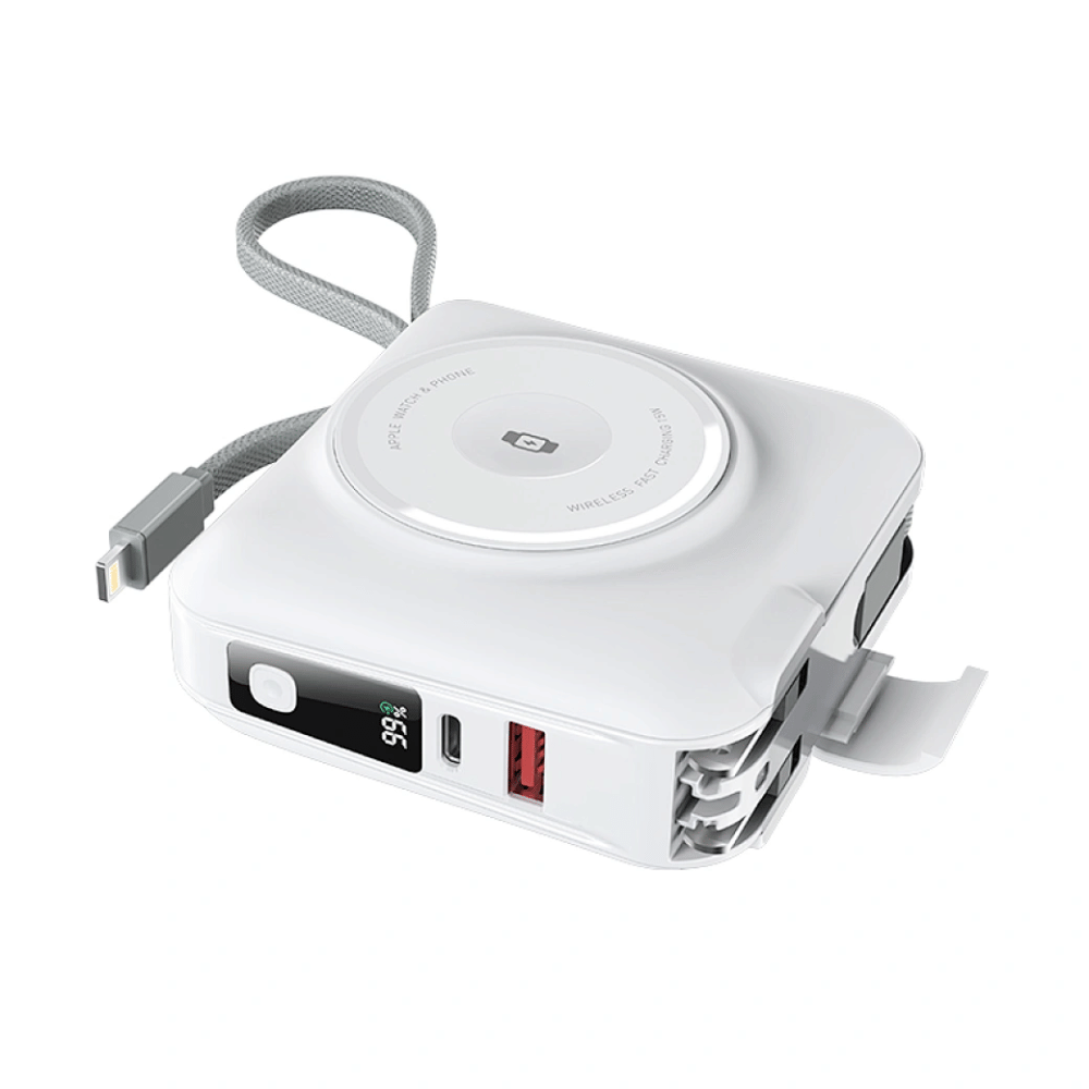 Củ kiêm Pin Dự Phòng WIWU All-Round 6in1 (Tích hợp Cáp USB-C, Chấu AC) 15.000mAh 45W Wi-P051