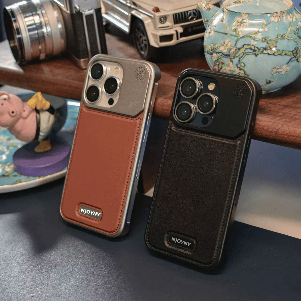 Case/ Ốp iPhone Da NJOYNY Tản Nhiệt Hỗ Trợ Sạc Không Dây