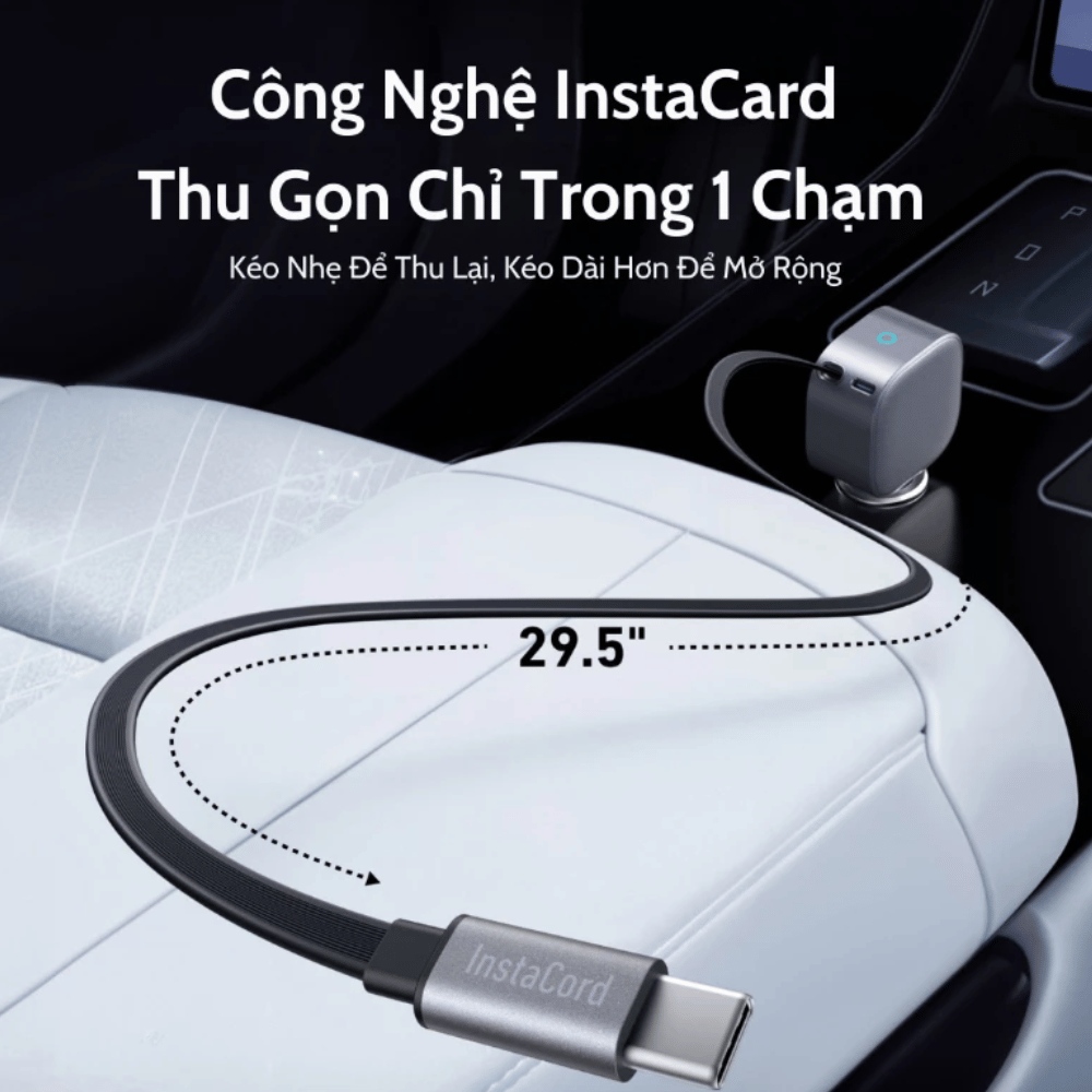 Tẩu Sạc Ô Tô Anker Nano 1C 75W (Tích Hợp Cáp USB-C Rút Gọn) A2738