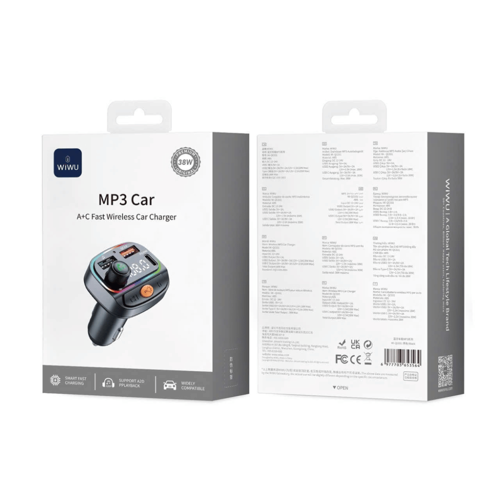 Tẩu Sạc Ô Tô WiWU MP3 Wi-QC031