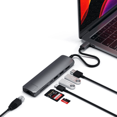 Hub/ Cổng Chuyển USB-C Satechi Multiport Slim 7in1 Ethernet HDMI 4K ST-P7SK