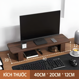 Kệ kê máy tính gỗ óc chó, trang trí bàn làm việc | Phụ kiện máy tính, laptop Walnut Monitor Rise