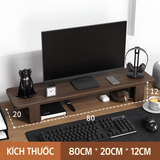 Kệ kê máy tính gỗ óc chó, trang trí bàn làm việc | Phụ kiện máy tính, laptop Walnut Monitor Rise