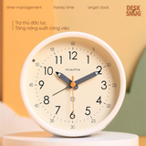 Đồng hồ báo thức Analog tiện lợi trang trí nhà cửa, bàn làm việc | Đồng hồ để bàn trang trí Honey Angel Clock