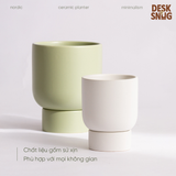 Chậu cây gốm sứ để bàn phong cách hiện đại | Chậu cây chất liệu gốm sứ trang trí bàn làm việc