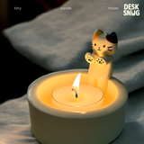 Chân nến thơm mèo dễ thương bằng nhựa resin | Kitty giữ nến sưởi ấm trang trí bàn, nhà cửa