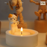 Chân nến thơm mèo dễ thương bằng nhựa resin | Kitty giữ nến sưởi ấm trang trí bàn, nhà cửa