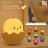 Đèn phát sáng bộ màu RGB kèm sạc USB hình chú gà con| EGGSHELL CHICK