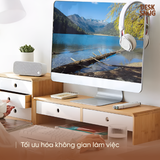 Kệ, giá gỗ tre nâng đỡ màn hình máy tính thông minh đa dạng kích thước | Kệ máy tính Computer Monitor Shelf