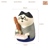 Mô hình mèo đáng yêu đọc sách trang trí góc học tập | Mô hình mèo xinh xắn trang trí bàn làm việc