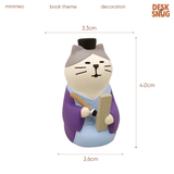 Mô hình mèo đáng yêu đọc sách trang trí góc học tập | Mô hình mèo xinh xắn trang trí bàn làm việc
