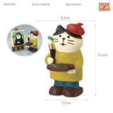 Mô hình mèo đáng yêu đọc sách trang trí góc học tập | Mô hình mèo xinh xắn trang trí bàn làm việc