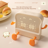 Đồng hồ tích hợp đèn ngủ giao diện bánh mì nướng dễ thương| Toast Clock