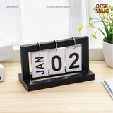 Lịch lật để bàn bằng gỗ hiện đại, trang trí góc làm việc | Lịch để bàn Calendar Flip tiện lợi