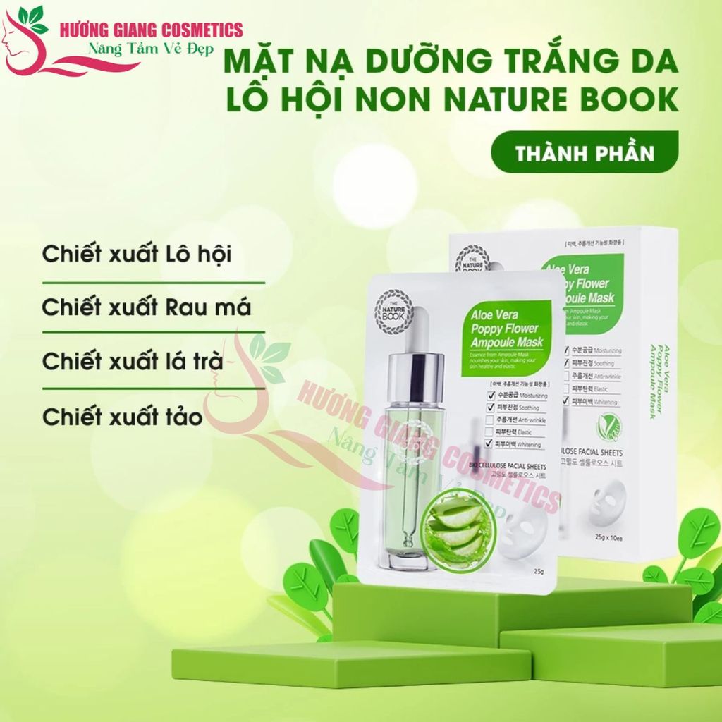 Mặt Nạ Dưỡng Trắng Da Lô Hội Non The Nature Book Hàn Quốc 25gx10