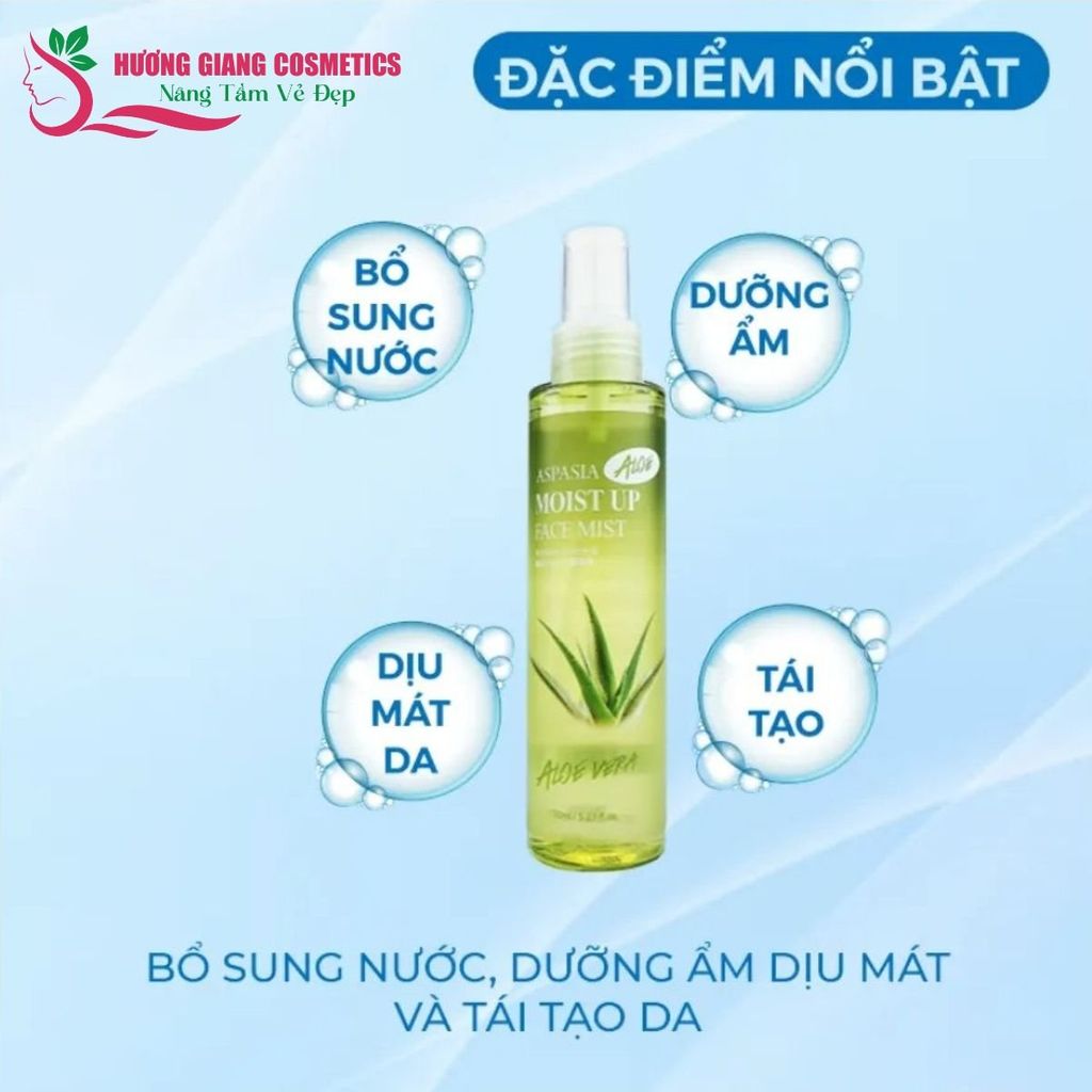 Xịt Khoáng Aspasia Moist Up Face Mist Chiết Xuất Lô Hội 150ml