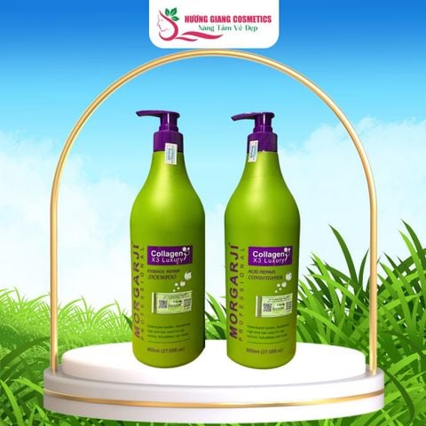 Dầu Gội Xả Morgarji Collagen x3 Luxury Phục Hồi Tóc Hư Tổn 800ml