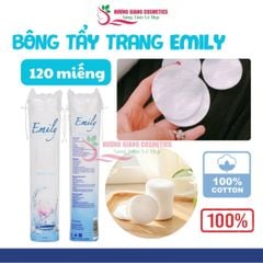 Bông Tẩy Trang Tròn 120 Miếng Emily 100% Cotton Thấm Hút Tốt