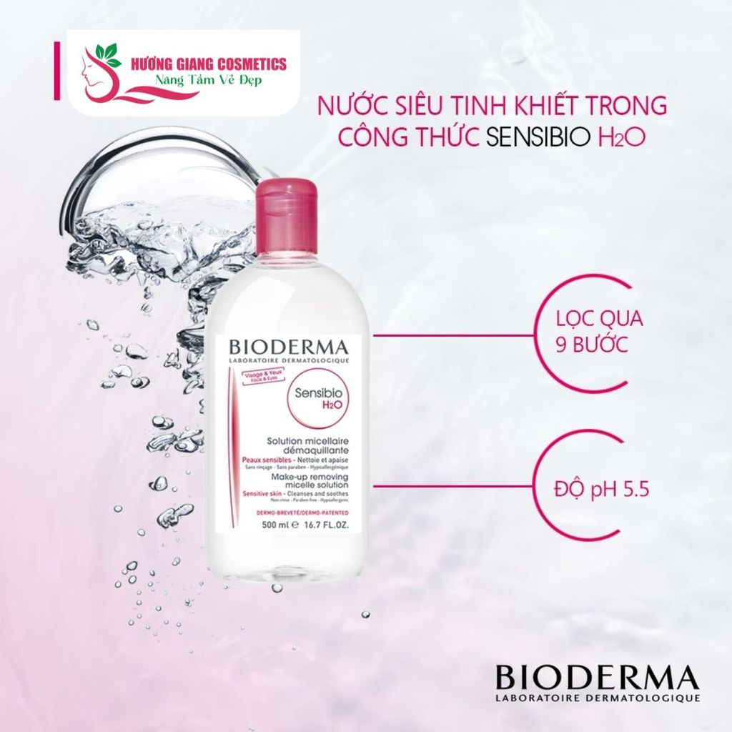 Nước Tẩy Trang BIODERMA  Pháp Dành Cho Da Thường - (Màu Hồng)