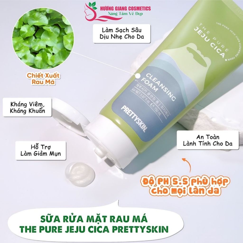 Sữa Rửa Mặt Rau Má Prettyskin JEJU CICA 150ml
