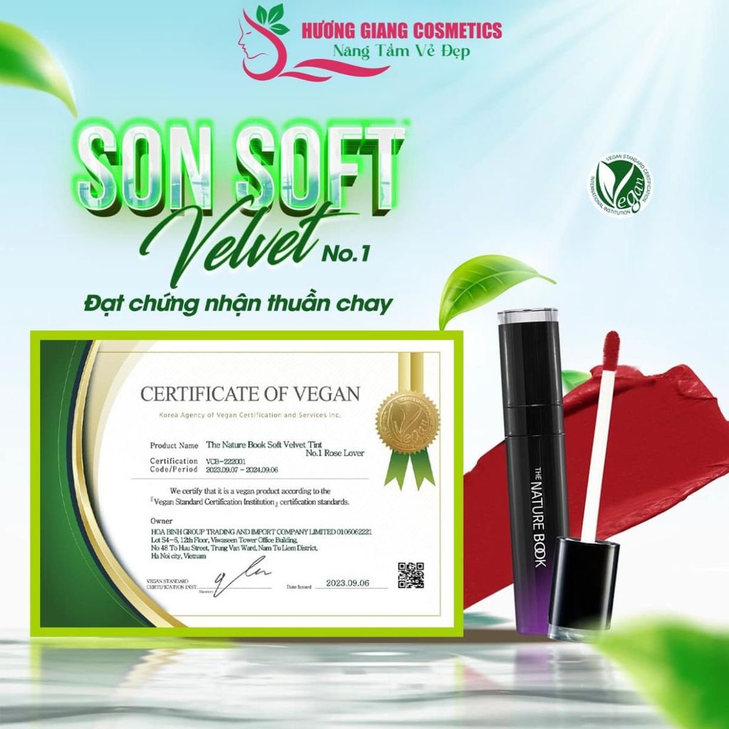 Son Môi Tint Thuần Chay Nhung Mềm Nature Book Hàn Quốc