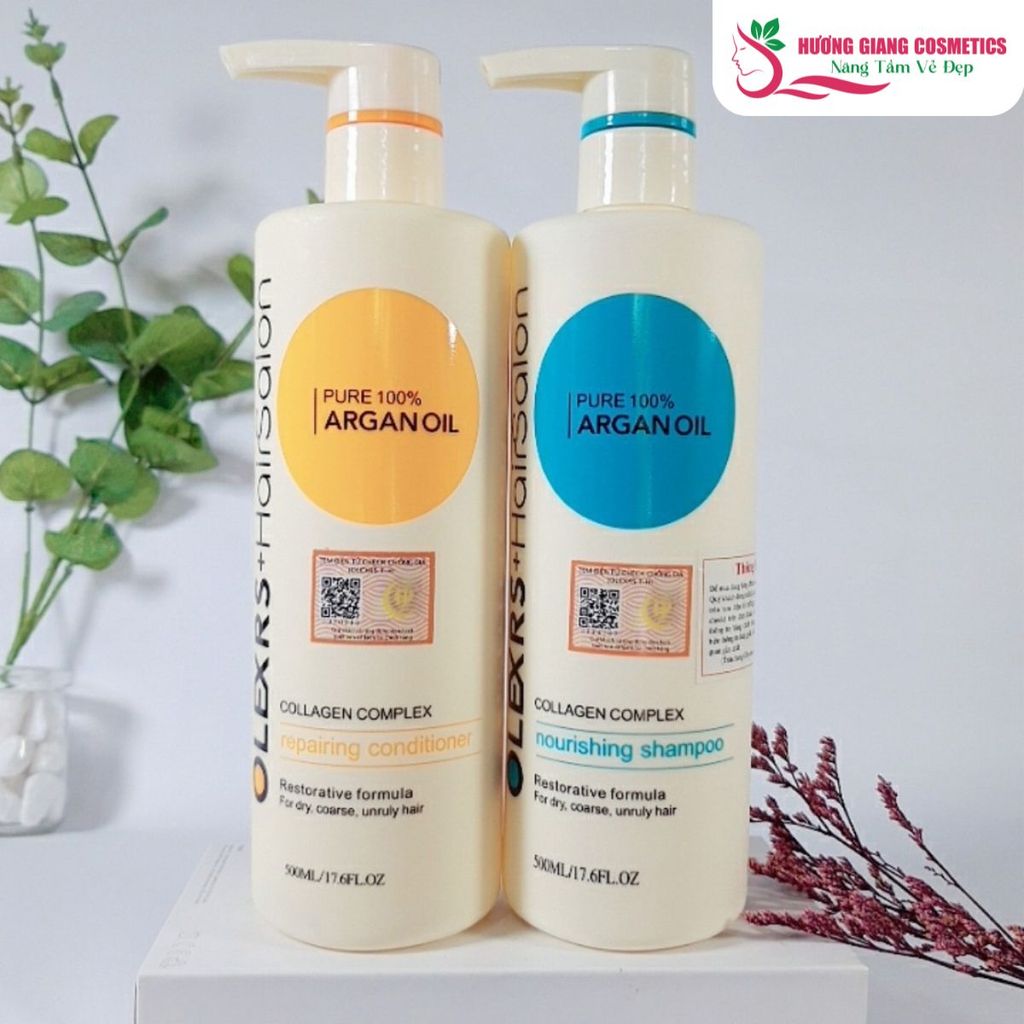 Combo Dầu Gội Xả Olexrs Hair Salon Argan Oil Collagen Complex 500ml