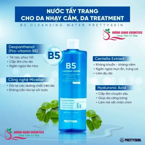 Nước Tẩy Trang Dành Cho Da Nhạy Cảm Pretty Skin B5 500ml Hàn Quốc
