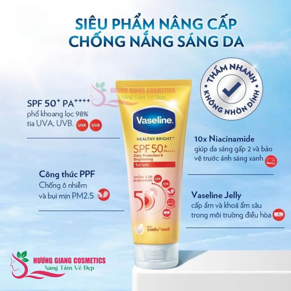 Dưỡng thể trắng da chống nắng Vaseline healthy white SPF50+ PA++++