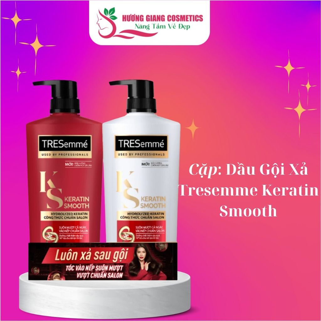 Combo Dầu Gội Xả  Giúp Tóc Vào Nếp Suôn Mượt Tresemmé Keratin  420ml