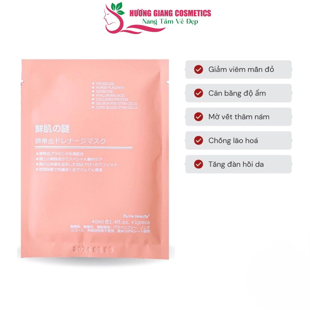 Mặt Nạ Nhau Thai Cừu Nhật Bản Rwine Beauty Dưỡng Da, Tái Tạo Collagen 40ml