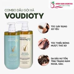 Dầu Gội Xả Phục Hồi Tóc Hư Tổn Nặng Voudioty Keratin X9 500ml