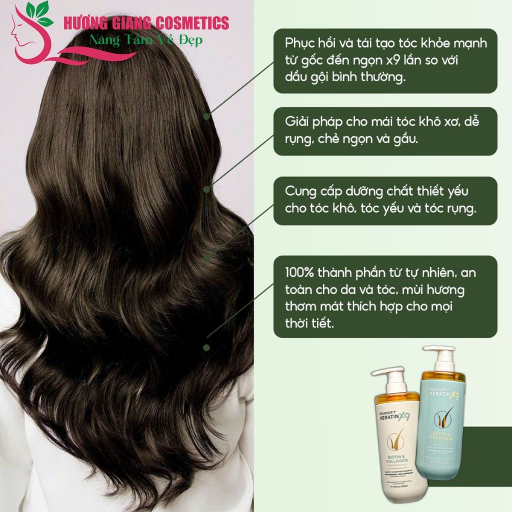 Dầu Gội Xả Phục Hồi Tóc Hư Tổn Nặng Voudioty Keratin X9 500ml