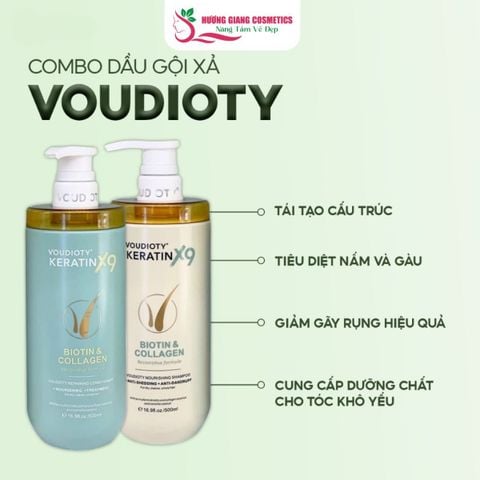Dầu Gội Xả Phục Hồi Tóc Hư Tổn Nặng Voudioty Keratin X9 500ml
