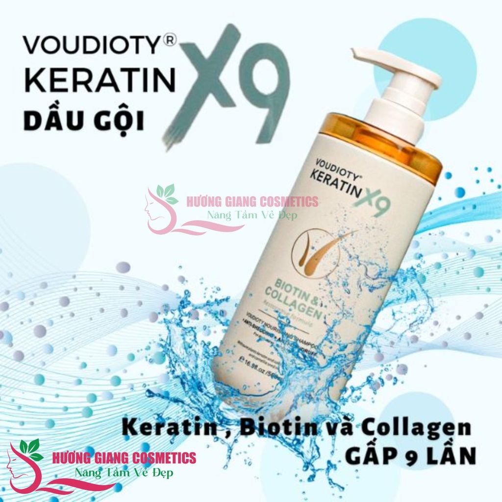 Dầu Gội Xả Phục Hồi Tóc Hư Tổn Nặng Voudioty Keratin X9 500ml