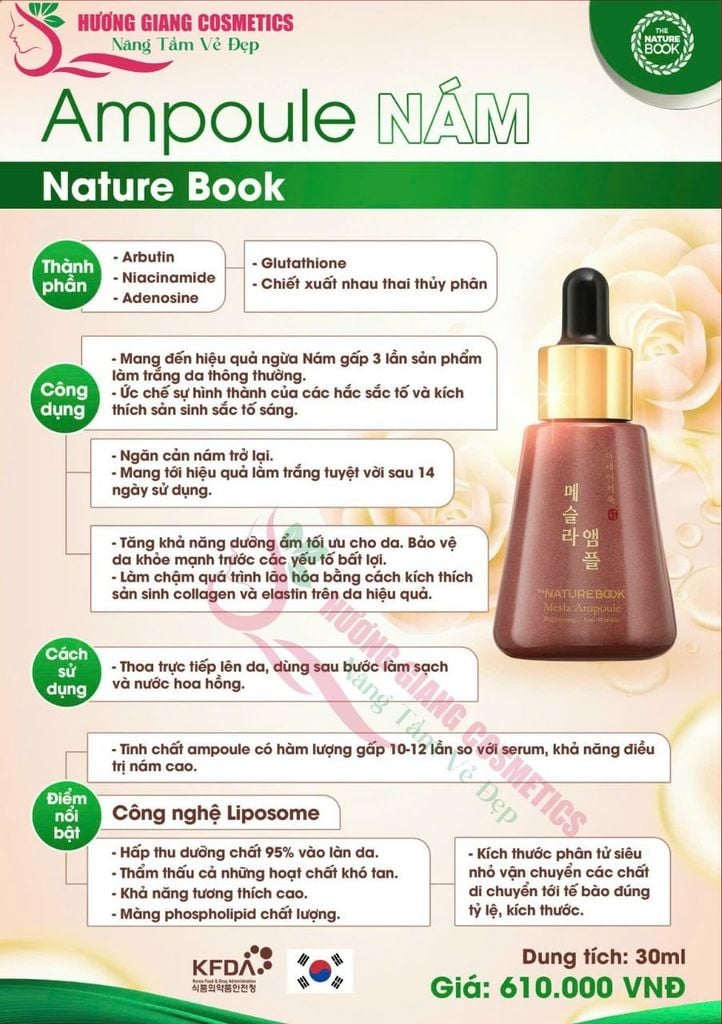 Tinh chất Dưỡng Trắng Trị Nám Da The Nature Book Hàn Quốc 30ml