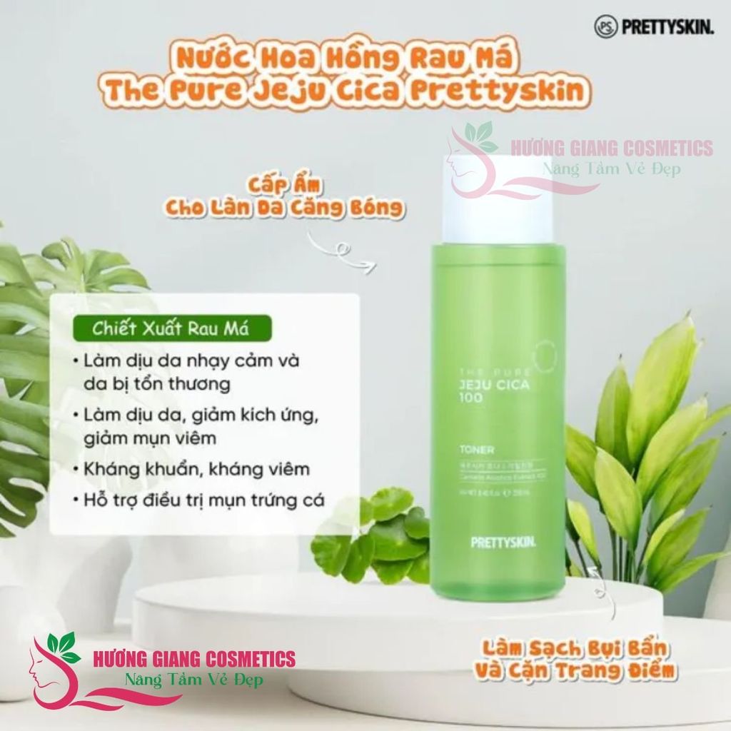 Toner Chiết Xuất Rau Má Jeju Cica Pretty Skin 250ml Hàn Quốc