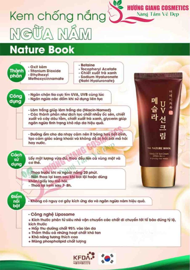 Kem Chống Nắng Ngừa Nám The Nature Book Hàn Quốc 50g