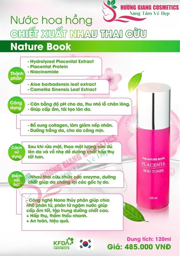 Nước Hoa Hồng Chiết Xuất Nhau Thai Cừu The Nature Book Placenta-120ml