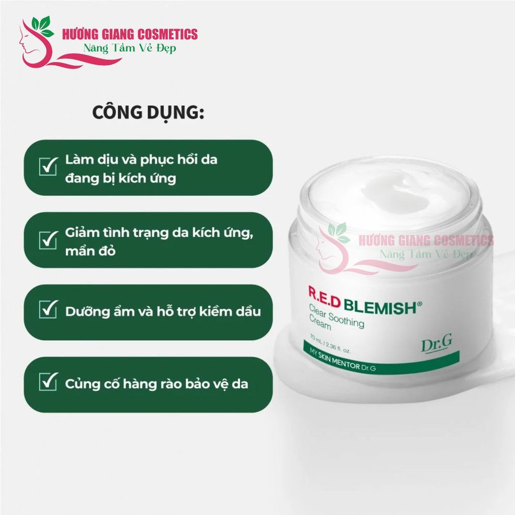 Kem Dưỡng Da Ngừa Mụn Làm Giảm Kích Ứng Dr.G R.E.D Blemish Cream 70ml