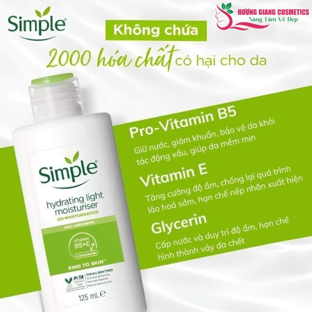 Kem Dưỡng ẩm Simple Hydrating Moisturiser Cho Da Khô, Thiếu Nước 125ml