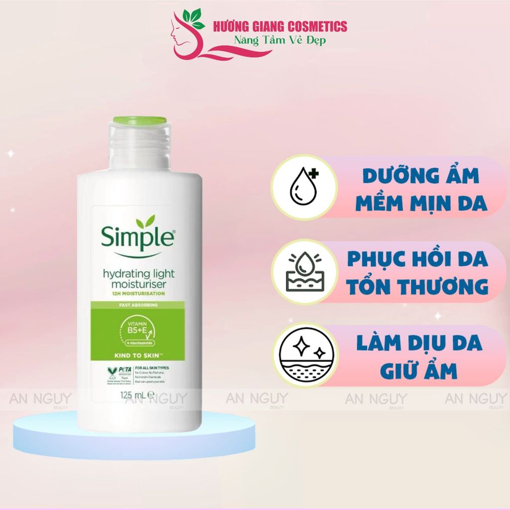 Kem Dưỡng ẩm Simple Hydrating Moisturiser Cho Da Khô, Thiếu Nước 125ml