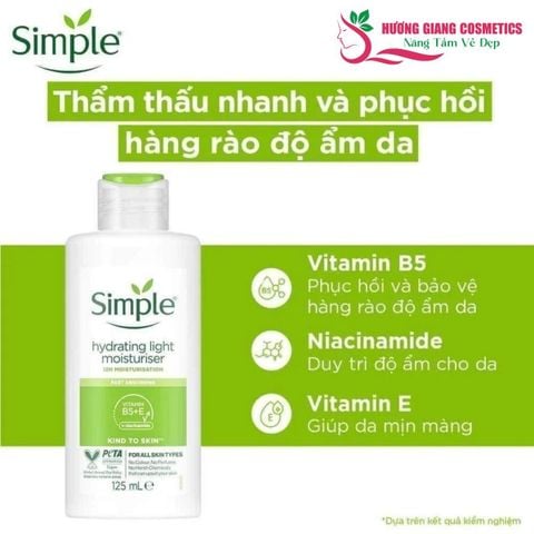 Kem Dưỡng ẩm Simple Hydrating Moisturiser Cho Da Khô, Thiếu Nước 125ml